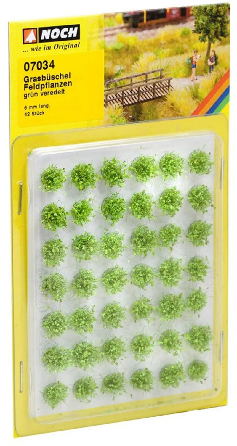 Noch 7034 Tarla Bitkisi Öbekleri, Yeşil, 6 mm. 42 Adet Diorama Malzemesi