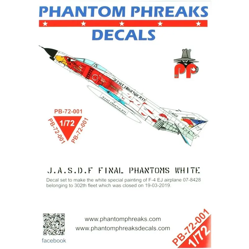 Babibi PB72001 1/72 Jasdf F4-EJ Son Samuray Beyaz Phantom, Dekal Çıkartma