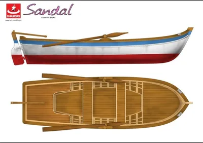 Türk Model 1/12 122 Sandal, Demonte Ahşap Maketi