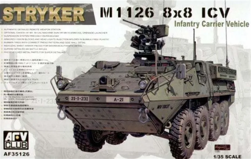 AFV Club AF35126 1/35 Stryker M1126 8x8 ICV Infantry Carrier Vehicle Tank Demonte Plastik Maketi