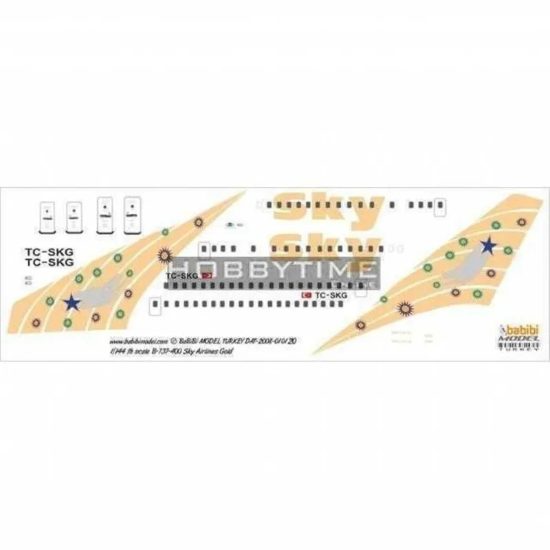 Babibi DAT01020 1/144 Sky Airlines,Boeing 737-400, Gold, Dekal Çıkartma