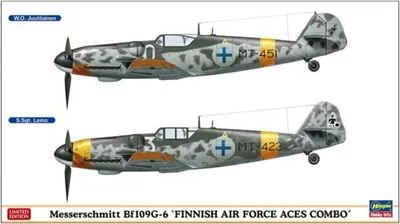 Hasegawa 02259 1/72 Ölçek Messerschmitt Bf109G-6 (Finnish Air Force Aces Combo) (Two kits in the box) Savaş Uçağı Plastik Model