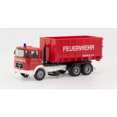 Herpa 310963 1/87 Ölçek MAN F8 İtfaiye Konteyner Kamyonu, Sergilemeye Hazır Model Araç