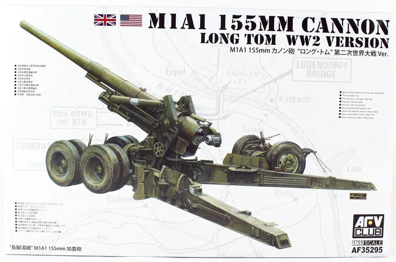 AFV Club AF35295 1/35 M1A1 155mm CANNON Long Tom (WW 2) Obüsü Demonte Plastik Maketi