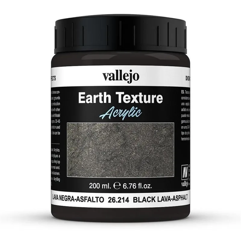 Vallejo 26214 200 ml. Black Lava, Diorama Toprak Dokusu Yapma Boyası
