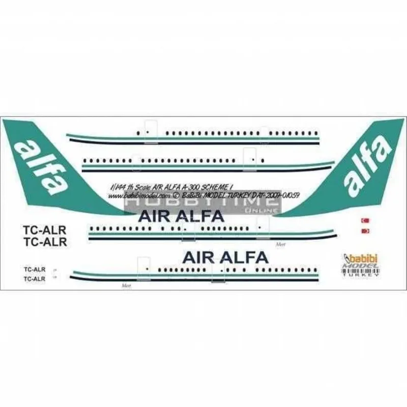 Babibi DAT01059 1/144 Air Alfa, Airbus A300, Şema-1, Dekal Çıkartma