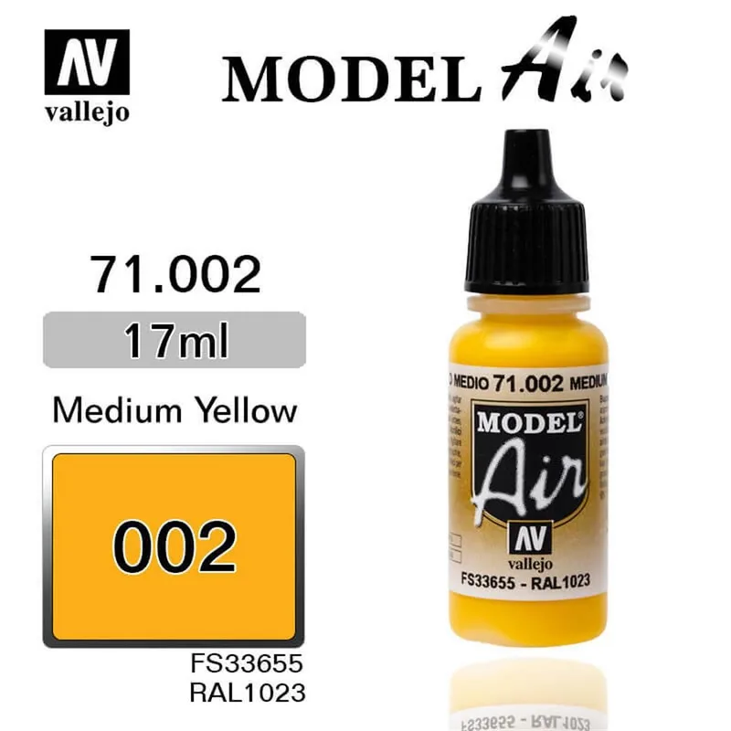 Vallejo 71002 17 ml. Medium Yellow, Model Air Serisi Model Boyası