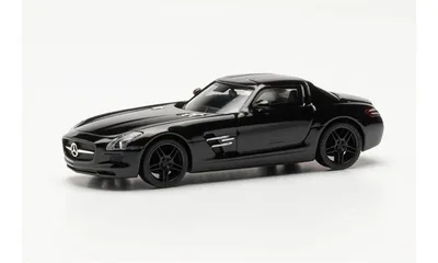 Herpa 420501-002 1/87 Ölçek MB SLS AMG, Siyah, Sergilemeye Hazır Model Araç