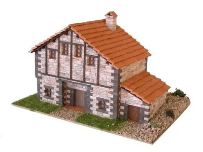 Domenech 3505 Kantabria Tipik Dağ Evi, 17x12x10 Cm. Demonte Taş Maketi