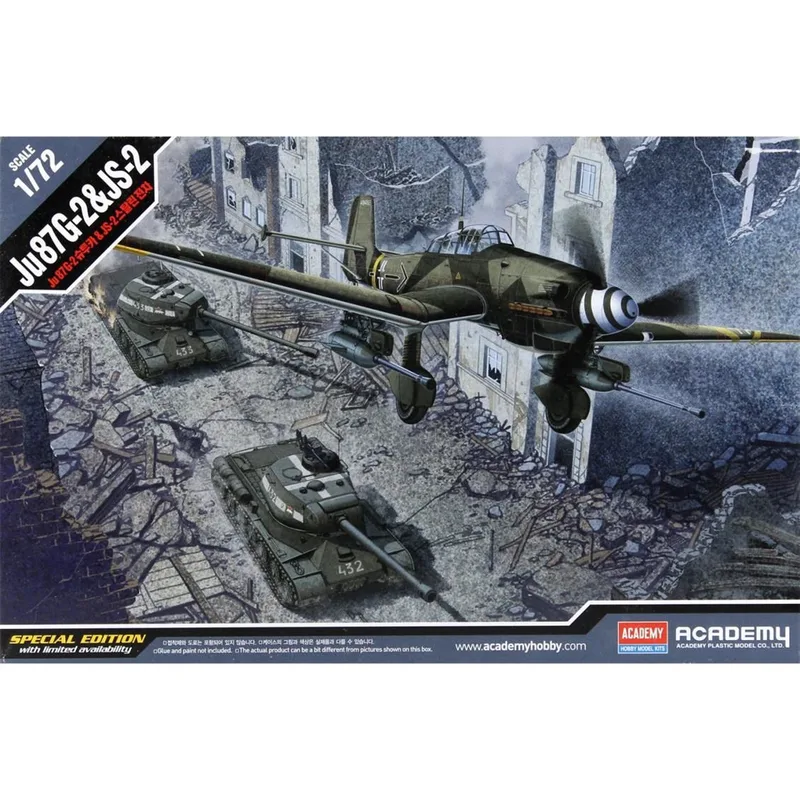Academy 12539 1/72 JU-87G Stuka & JS-2 Stalin Savaş Uçağı Demonte Plastik Maketi