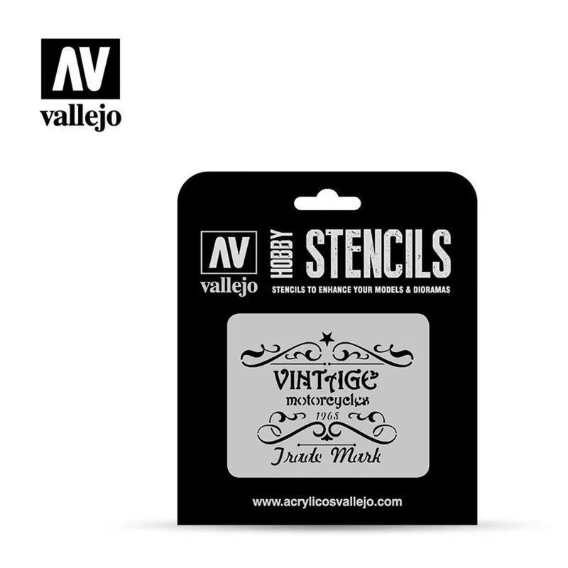 Vallejo ST-LET005 1/35 Nostaljik Motorsiklet Garajı Şeması Esnek Boya Şablonu