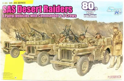 Dragon 6931 1/35 Cip (3 adet), SAS Çöl Komandoları (3 adet) ve Komutanları Plastik Model Kit Seti