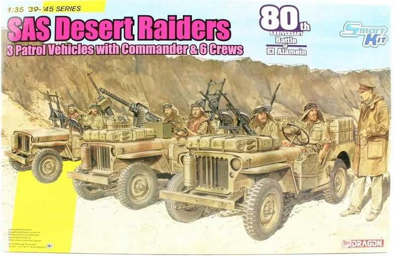 Dragon 6931 1/35 Cip (3 adet), SAS Çöl Komandoları (3 adet) ve Komutanları Plastik Model Kit Seti