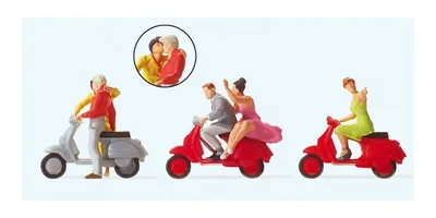Preiser 10607 1/87 Ölçek vespa-fahrer Figürleri