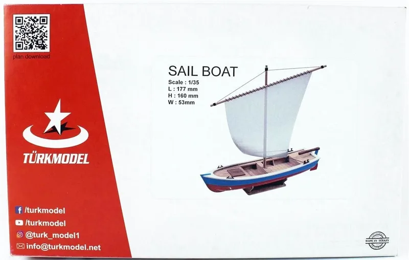 Türk Model 1/35 203 Yelkenli Sandal, Demonte Ahşap Maketi