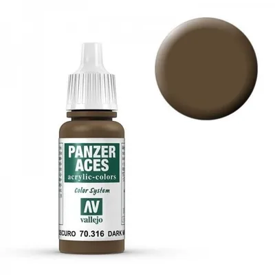 Vallejo 70316 17 ml. Dark Mud, Panzer Aces Serisi Model Boyası
