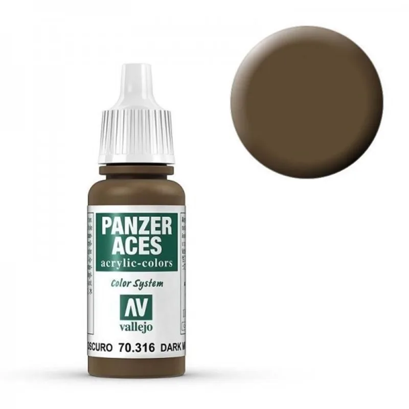 Vallejo 70316 17 ml. Dark Mud, Panzer Aces Serisi Model Boyası