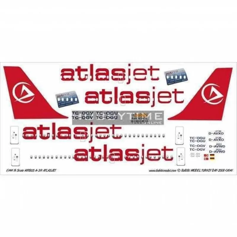 Babibi DAT01041 1/144 Atlasjet, Airbus A319, Dekal Çıkartma