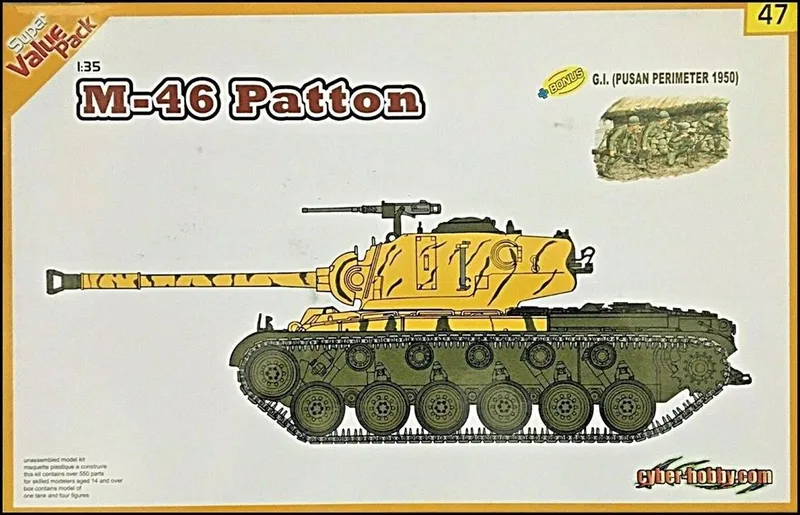 CyberHobby 9147 1/35 Ölçek M-46 Patton Tankı ve Pusan Perimeter 1950 Figürleri Demonte Plastik Maket Seti