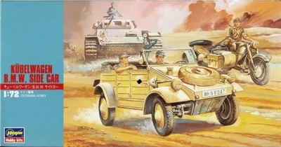 Hasegawa MT12 31112 1/72 Ölçek Kübelwagen Askeri Araç & BMW Sepetli Motosiklet Plastik Model Kiti