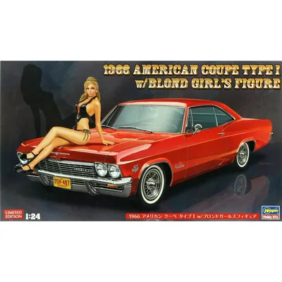 Hasegawa SP402 52202 1/24 Ölçek American Coupe 1966 Otomobil Plastik Model Kiti