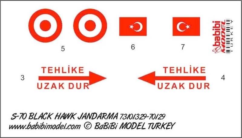 Babibi DBT01233 1/144 S-70, Jandarma 701329, Dekal Çıkartma