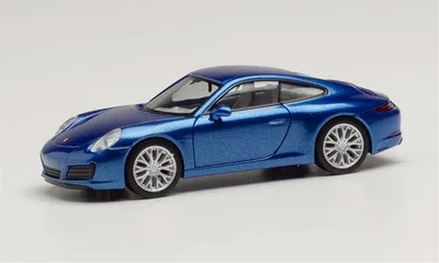Herpa 038546-002 1/87 Ölçek Porsche911 Carrera2S Coupe, Mavi, Sergilemeye Hazır Model Araç