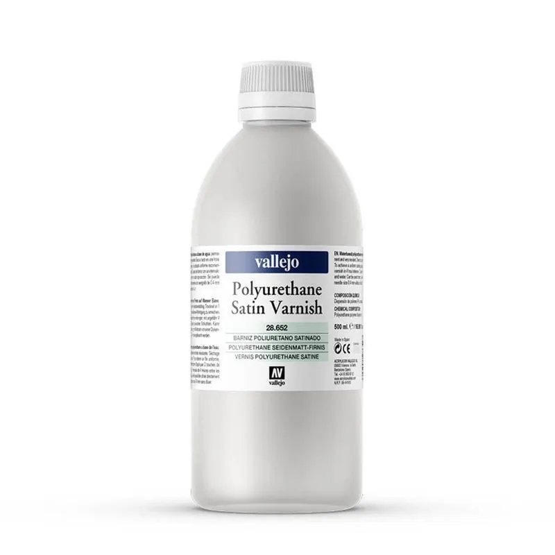 Vallejo 28652 500 ml. Poliürethan Yarı Mat Vernik, Model Boyası