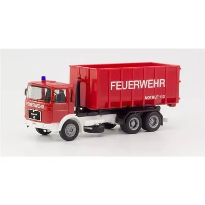 Herpa 310963 1/87 Ölçek MAN F8 İtfaiye Konteyner Kamyonu, Sergilemeye Hazır Model Araç