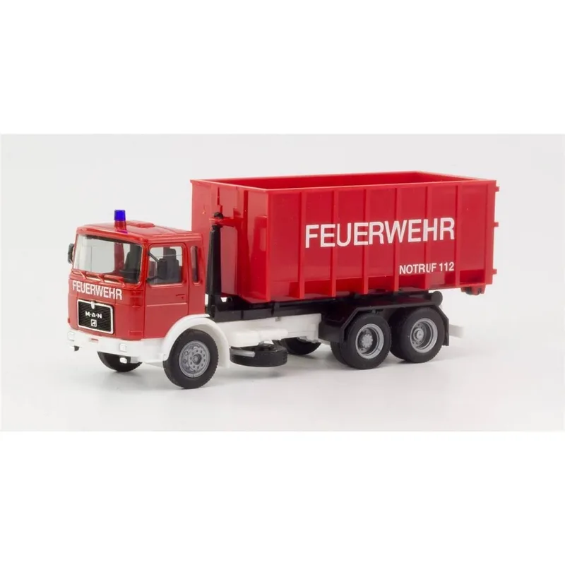 Herpa 310963 1/87 Ölçek MAN F8 İtfaiye Konteyner Kamyonu, Sergilemeye Hazır Model Araç