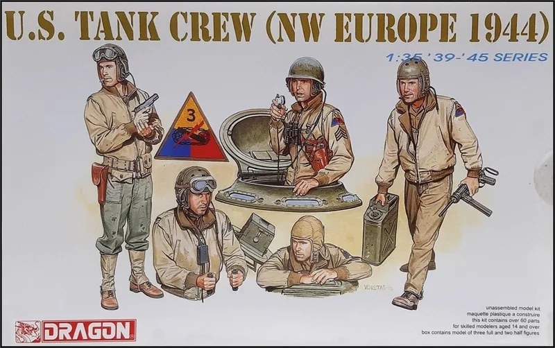 Dragon 6054 1/35 Ölçek ABD Tank Mürettebatı (Nw Europe 1944) Asker Figürleri Plastik Model Kiti