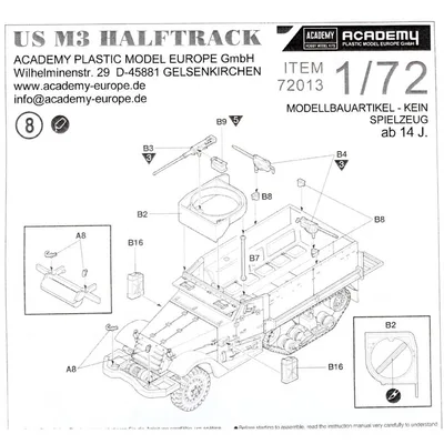 Academy 72013 1/72 Amerikan M3 Yarı Paletli Tankı Demonte Plastik Maketi