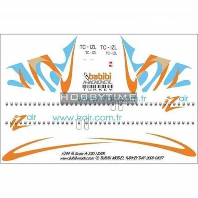 Babibi DAT01077 1/144 Iz Air, Airbus A320, Dekal Çıkartma