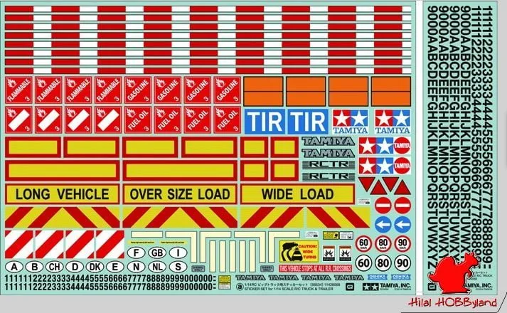 Tamiya 1/14 TIR / Kamyon / Dorse Sticker Seti