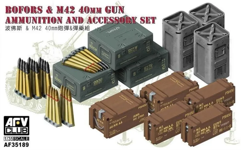AFV Club AF35189 1/35 Bofors & M42 Uçaksavar Mühimmat ve Aksesuar Demonte Plastik Maketi Seti