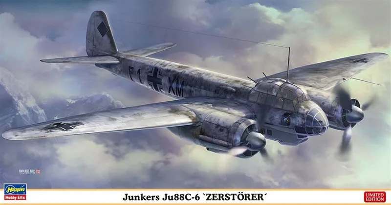 Hasegawa 02245 1/72 Ölçek Junkers Ju88C-6 Zerstörer (Limited Edition) Savaş Uçağı Plastik Model Kiti