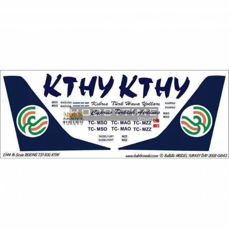 Babibi DAT01043 1/144 Kthy, Boeing 737-800, Dekal Çıkartma