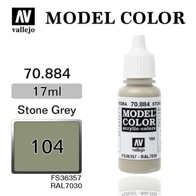 Vallejo 70884 17 ml. (104) Stone Grey-Matt, Model Color Serisi Model Boyası