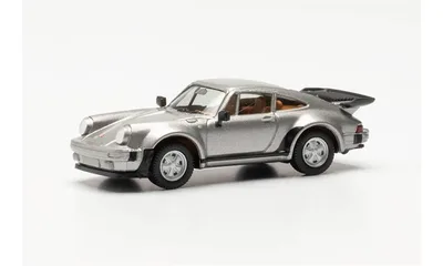 Herpa 030601-003 1/87 Ölçek Porsche 911 Turbo, Metalik Gümüş, Sergilemeye Hazır Model Araç