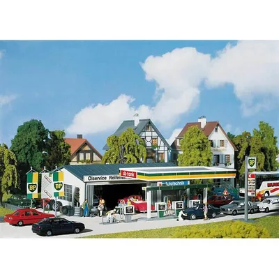 Faller 130345 1/87 BP Benzin İstasyonu ve Servisi Demonte Plastik Maketi