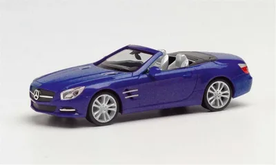 Herpa 034838-002 1/87 Ölçek MB SL-Klasse, Mavi, Sergilemeye Hazır Model Araç