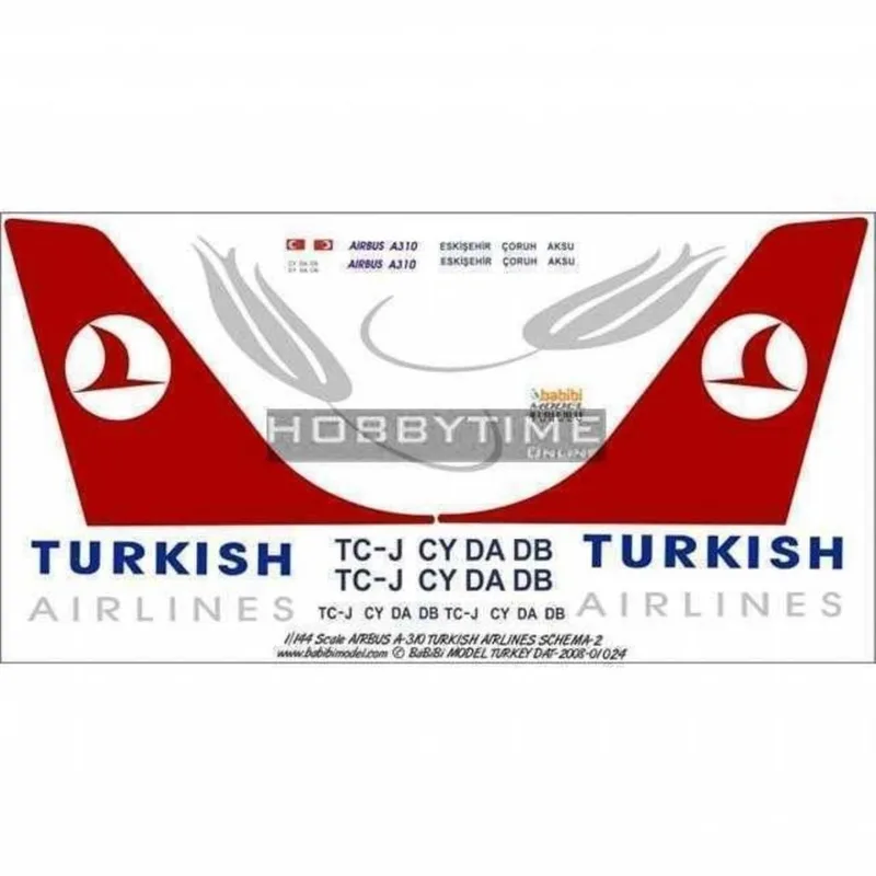 Babibi DAT01024 1/144 Thy, Airbus A310, Dekal Çıkartma