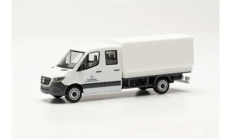 Herpa 700788 1/87 Ölçek MB Sprinter Çift Kabin Kamyonet, Filo logolu, Beyaz, Sergilemeye Hazır Model Araç