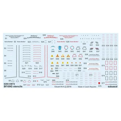 EDUARD D48025 1/48 Bf 109G stencils FOR EDUARD Mak