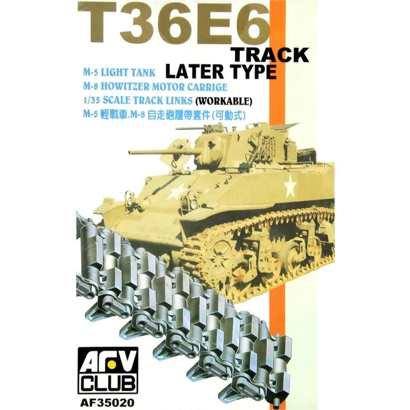 AFV Club AF35020 1/35 M5/M8 Hafif Tank T36E6 Geç Dönem, Hareket Edebilen Tank Paleti Demonte Plastik Maket Seti