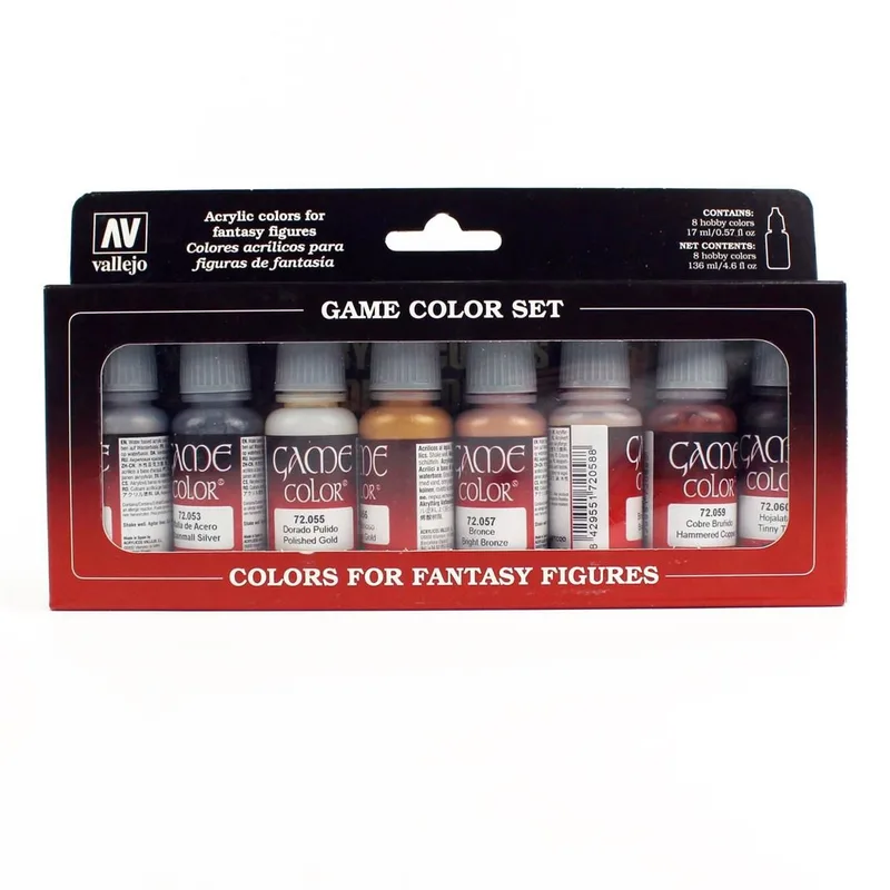 Vallejo 72303 8x17 ml. Metallic Colors, Game Color Serisi Model Boyası Seti