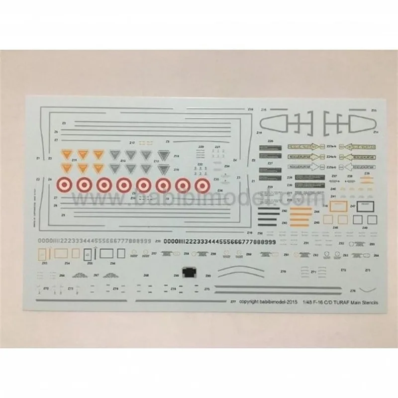 Babibi DDT01016 1/72 F-16, Türk Hava Kuvvetleri 30-40-50-50M-50+, Dekal Çıkartma