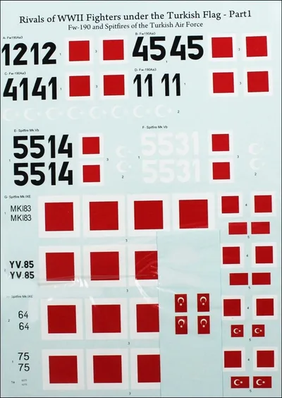 48002 1/48 DECAL-FW 190 AND SPITFIRES OF THE TURKI