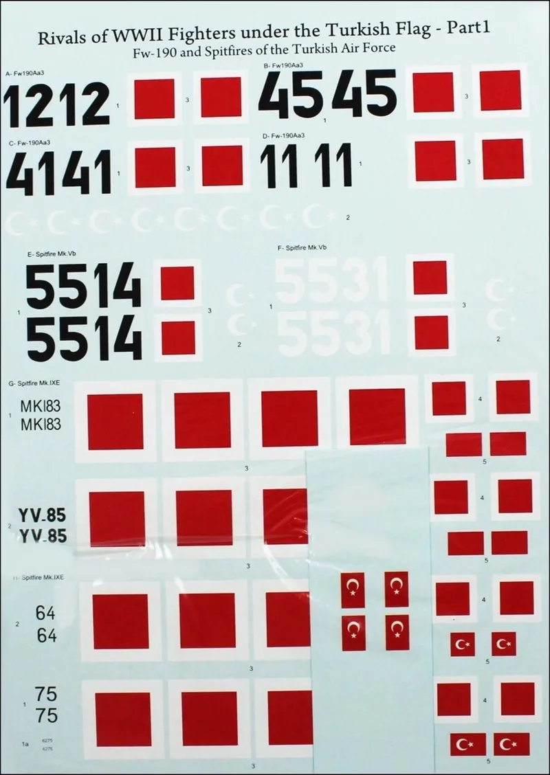 48002 1/48 DECAL-FW 190 AND SPITFIRES OF THE TURKI