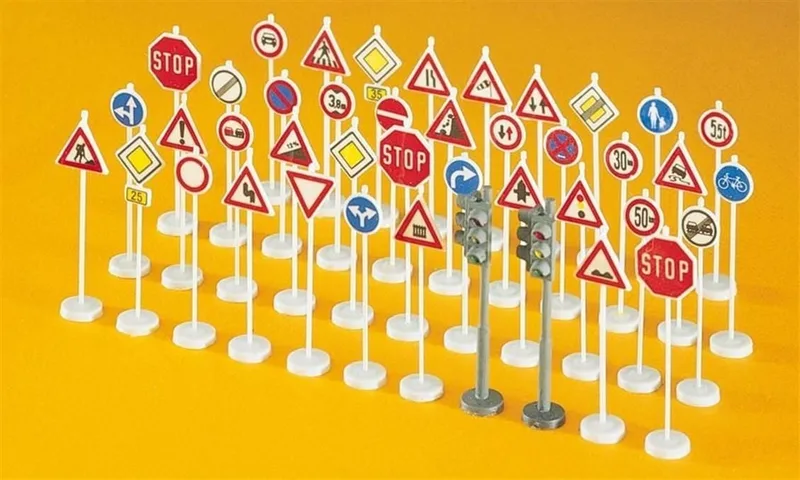 Preiser 18203 1/87 Ölçek trafik işaretleri - 40 adet Figürleri